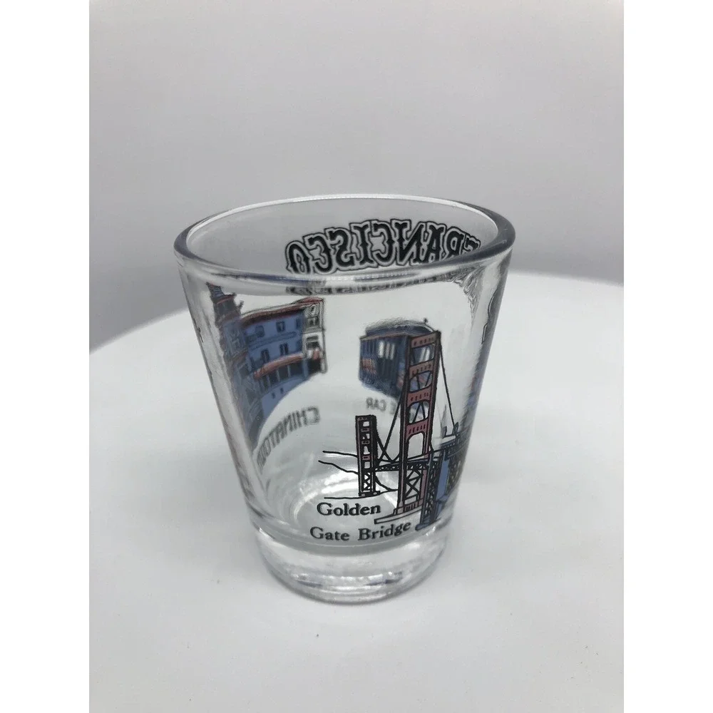 Vtg Shot Glass San‎ Francisco Souvenir Cable Car China Town Golden Gate Bridge
